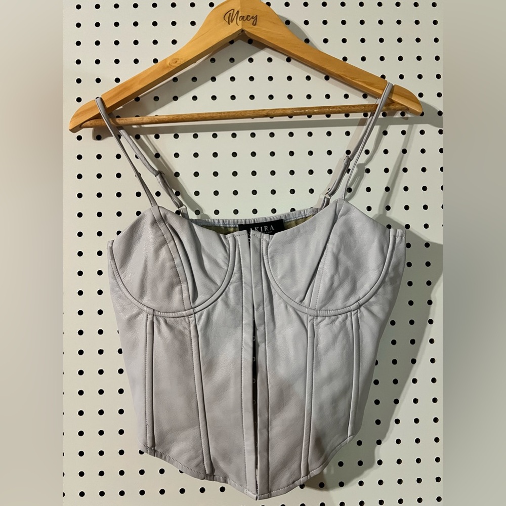 BE ABOUT IT SLEEVELESS FAUX LEATHER CORSET | L